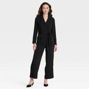 Women’s Long Sleeve Wrap Front Jumpsuit